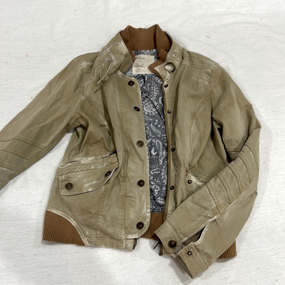 Free people Beige jacket, button up, size 10.